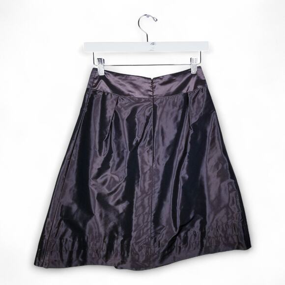 BANANA REPUBLIC Taffeta Pleated A-line Skirt Irridescent Mocha - Size 0 - Picture 3 of 7